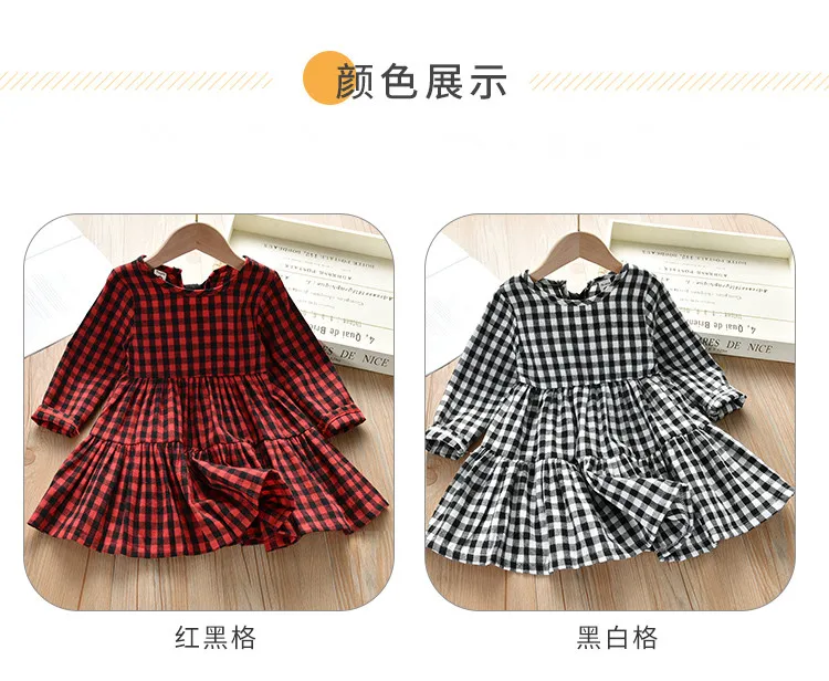 2to 10 year Girls plaid dresses autumn and spring long sleeve fashion female children clothing dress vestido kids clothes
