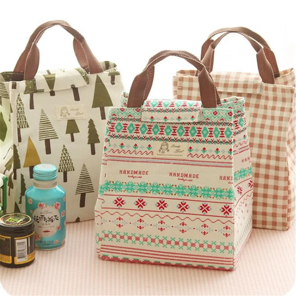 Новинка 2019 модная переносная Изолированная Холщовая Сумка для обеда ISKYBOB