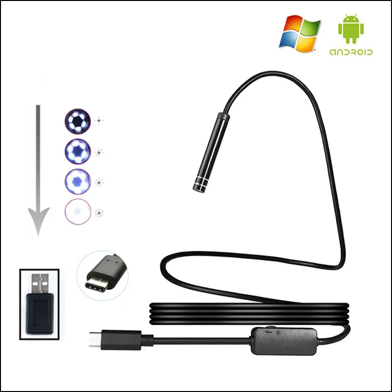 8 мм Тип c эндоскоп камера 720P USB бороскоп Гибкая Инспекционная для ремонта