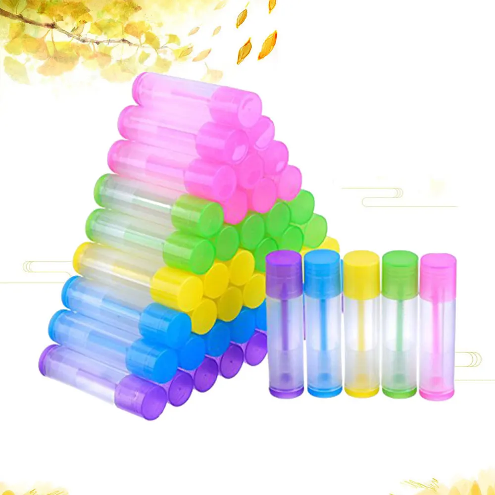 

50pcs Lip Balm Empty Container Clear Tubes with Bottom and Cap