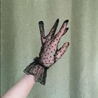 Черные тюлевые перчатки в горошек, короткие кружевные сетчатые марлевые ультратонкие сексуальные прозрачные перчатки для вечерние, платья с закрытыми пальцами, варежки, 1 пара