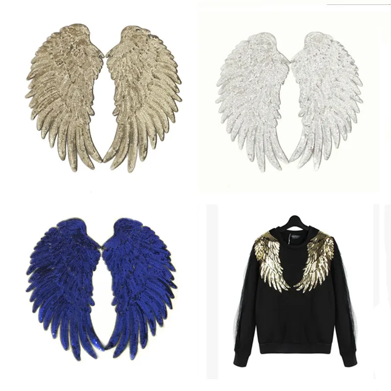 1 пара пайетками и бисером аппликация с кружевными вставками на DIY Ангел нашивки