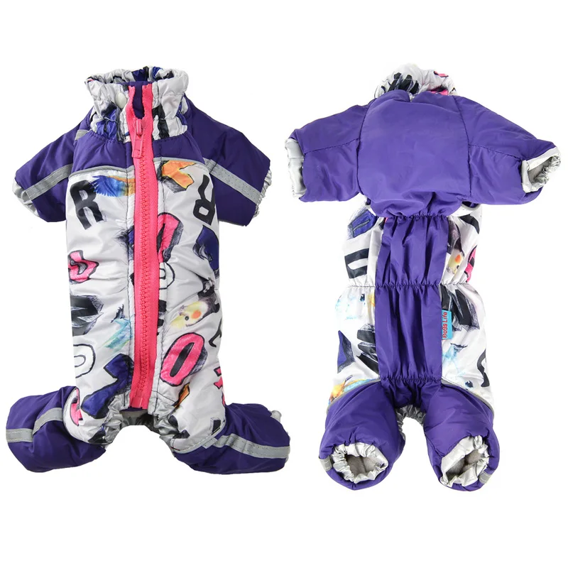 Purple For Girl Use Зимняя одежда для маленьких собак, теплый флисовый комбинезон для щенков, светоотражающая куртка для питомца на молнии, одежда для чихуахуа, йоркца - Цвет: Purple For Girl Use