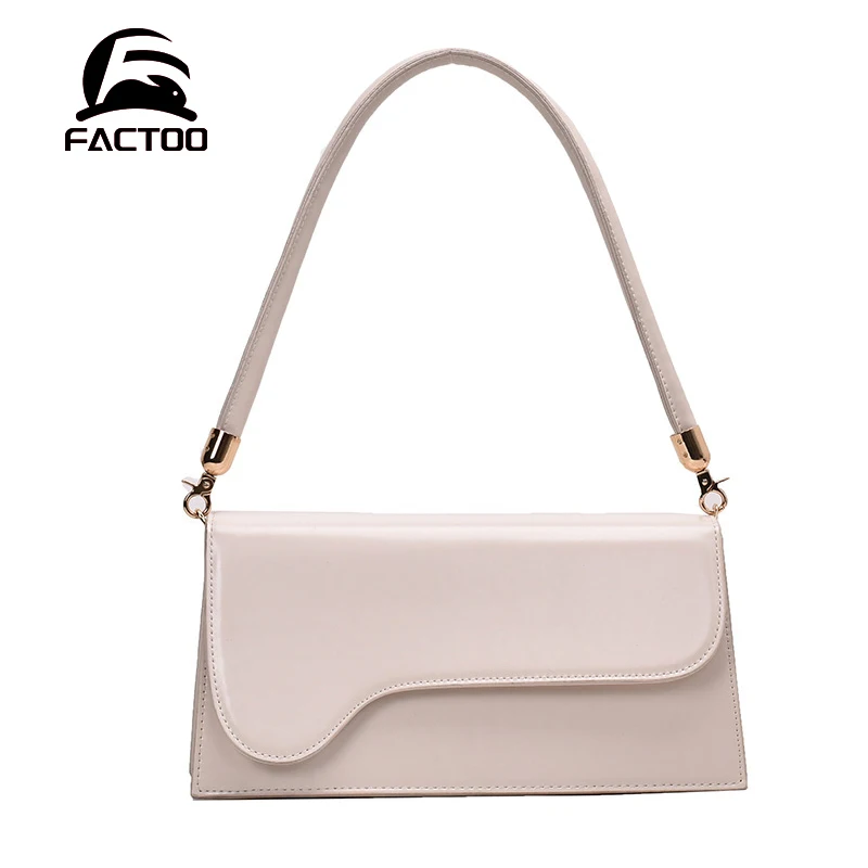 

FACTOO White Shoulder Bag Female New Underarm Baguette Bag PU Luxury Trend All-Match Quality Fashion Portable Small Square Bag