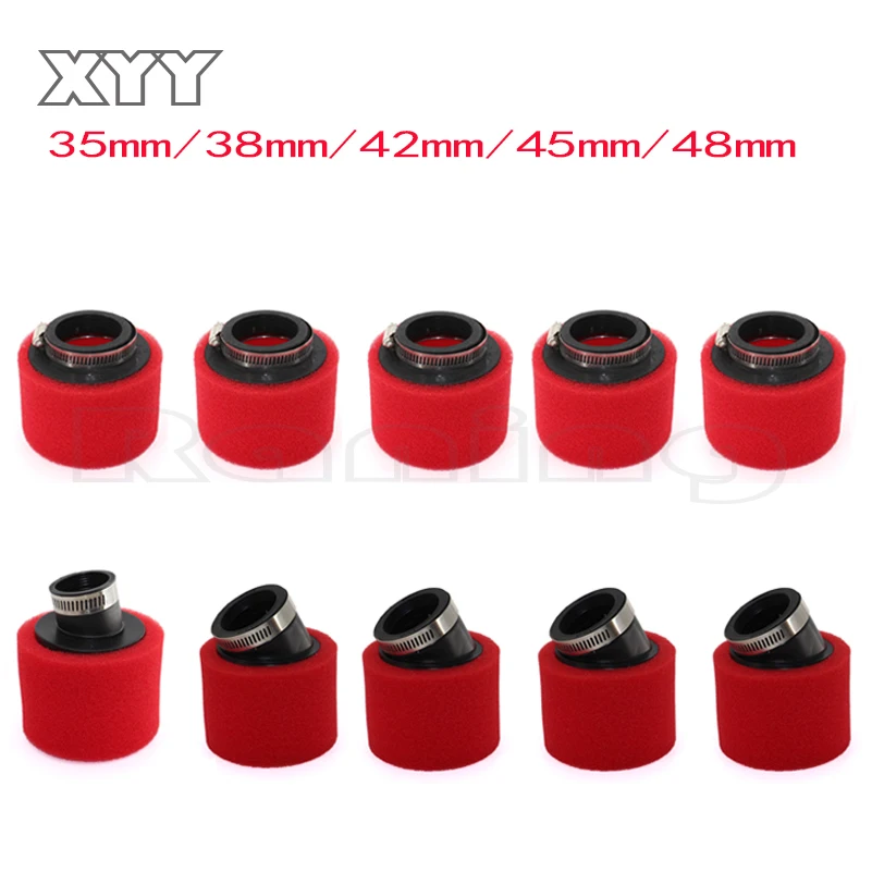 

motorcycle pit dirt bike ATV parts 35mm 38mm 42mm 45mm 48mm Red Bent Angled & Straight Foam Air Filter PIT Quad Dirt Bike Buggy