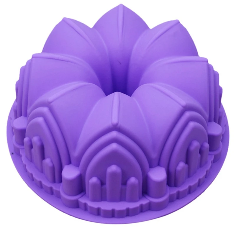 

Justdolife Castle Cake Mold Reusable Non Stick Crown Shaped Silicone Mold 3D Bread Pastry Mould Pizza Pan DIY Baking Mold