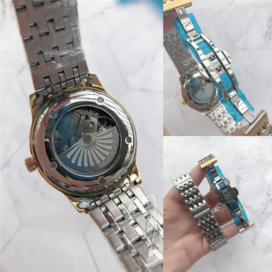 

Top luxury AAA men's mechanical watch stainless steel strap hollow design visible movement fashion trend high quality AAA watch