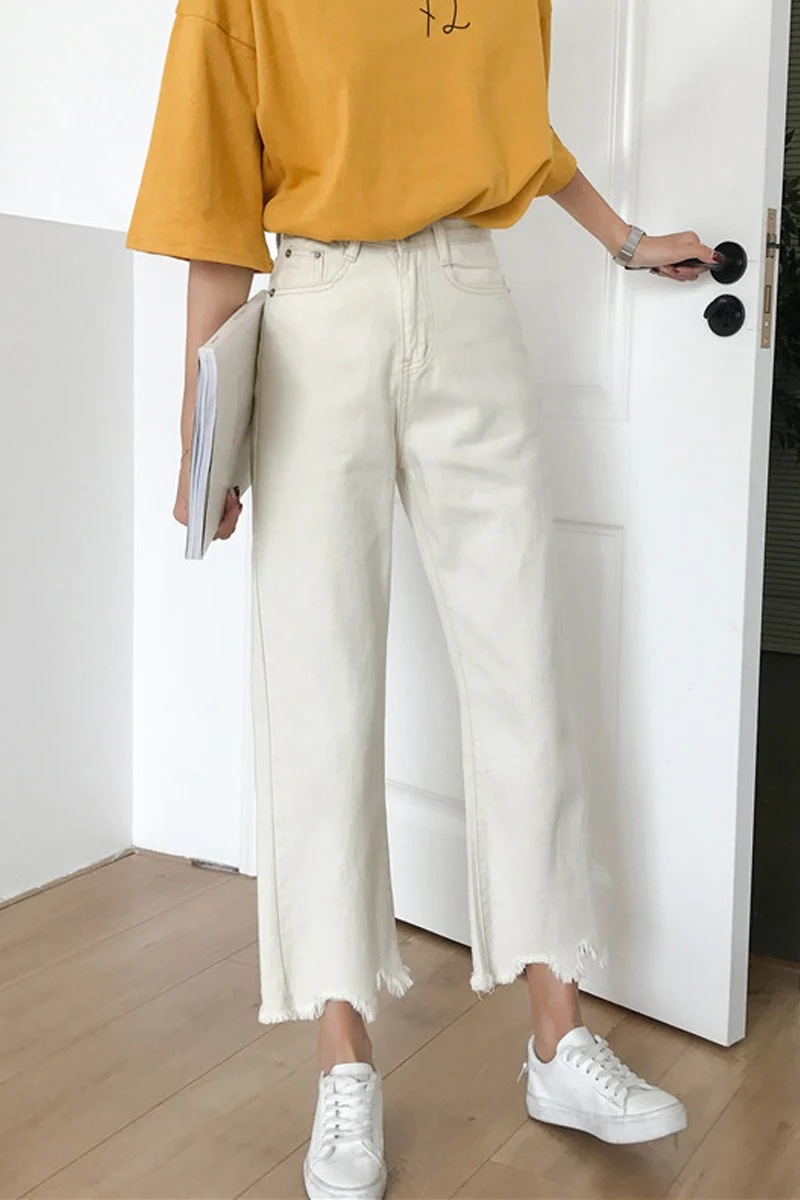 

Jeans Women Summer Retro Student High Waist Trousers Pocket Womens Jean Trendy Korean Style All-match Casual Daily Ankle-length