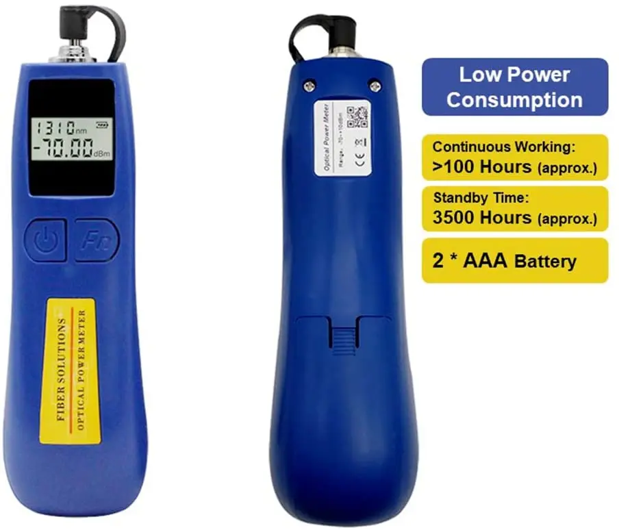 Optical Power Meter -70~+10 dBm Fiber Light Meter for Testing 6 Calibrated Wavelengths, 68g Light Weighted