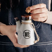 creative painted ceramic seasoning organizer japanese vintage soy sauce vinegar chili storage jar with lid household kitchenware
