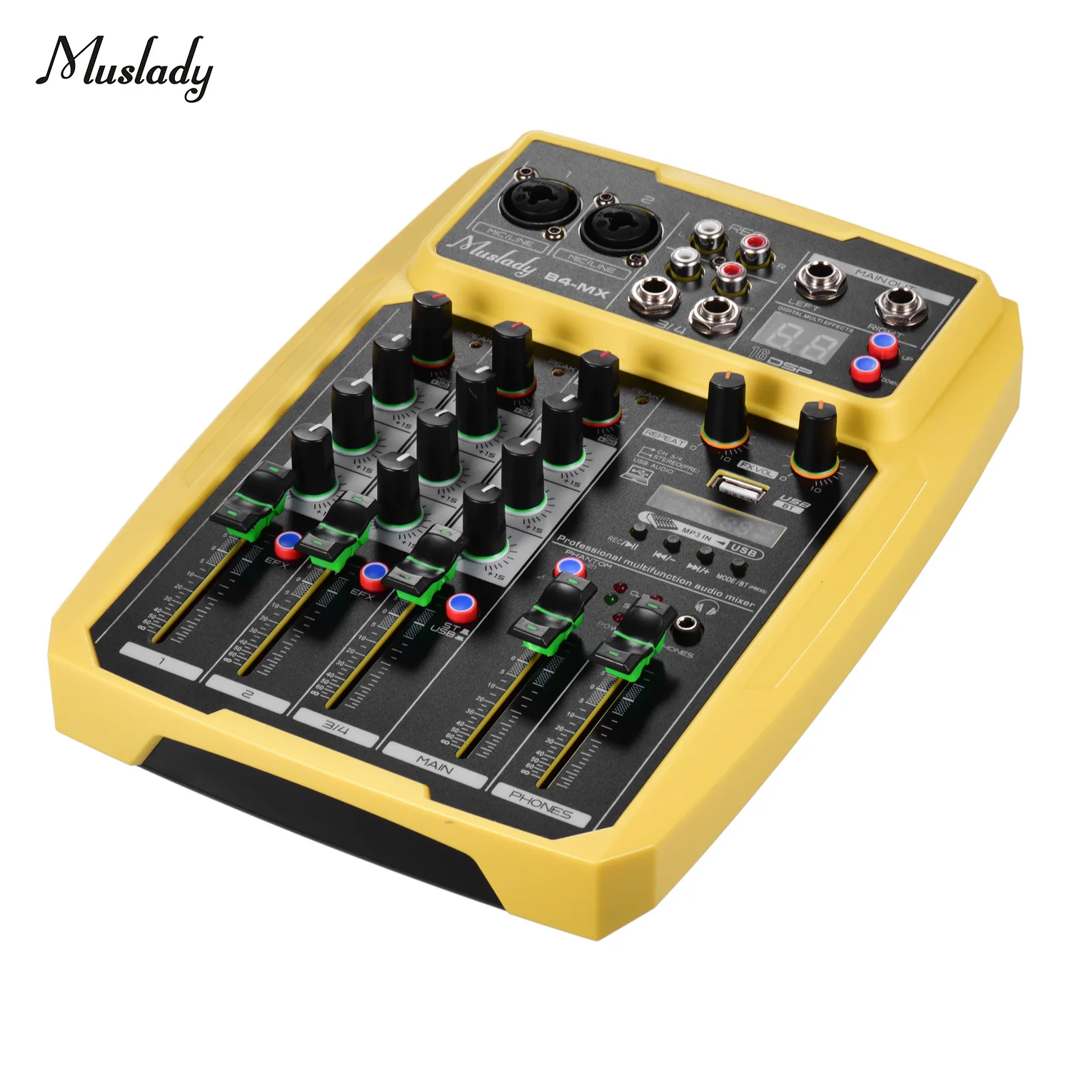 Портативная 4-канальная звуковая карта Muslady микшерная консоль аудиомиксер со