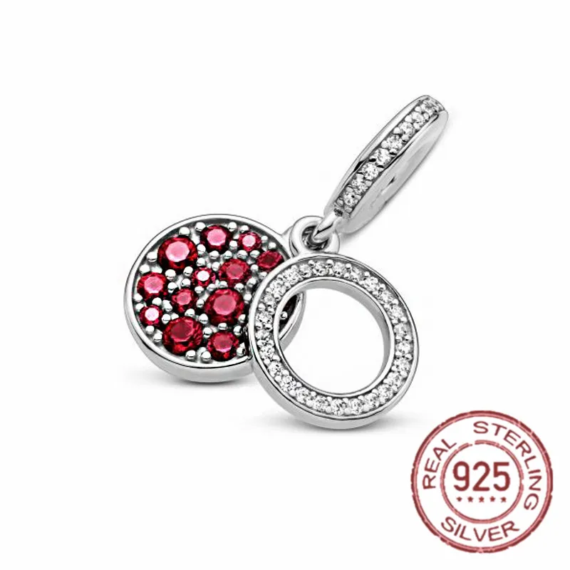 

Hot 925 Sterling Silver Red Loop Sparkling Zircon Charm Beads Fit Pandora Bracelets NecklaceFashion DIY Jewelry Dropshipping