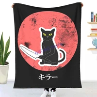 retro aesthetic murderous cat killer throw blanket sheets on the bed blanket on the sofa decorative lattice bedspreads