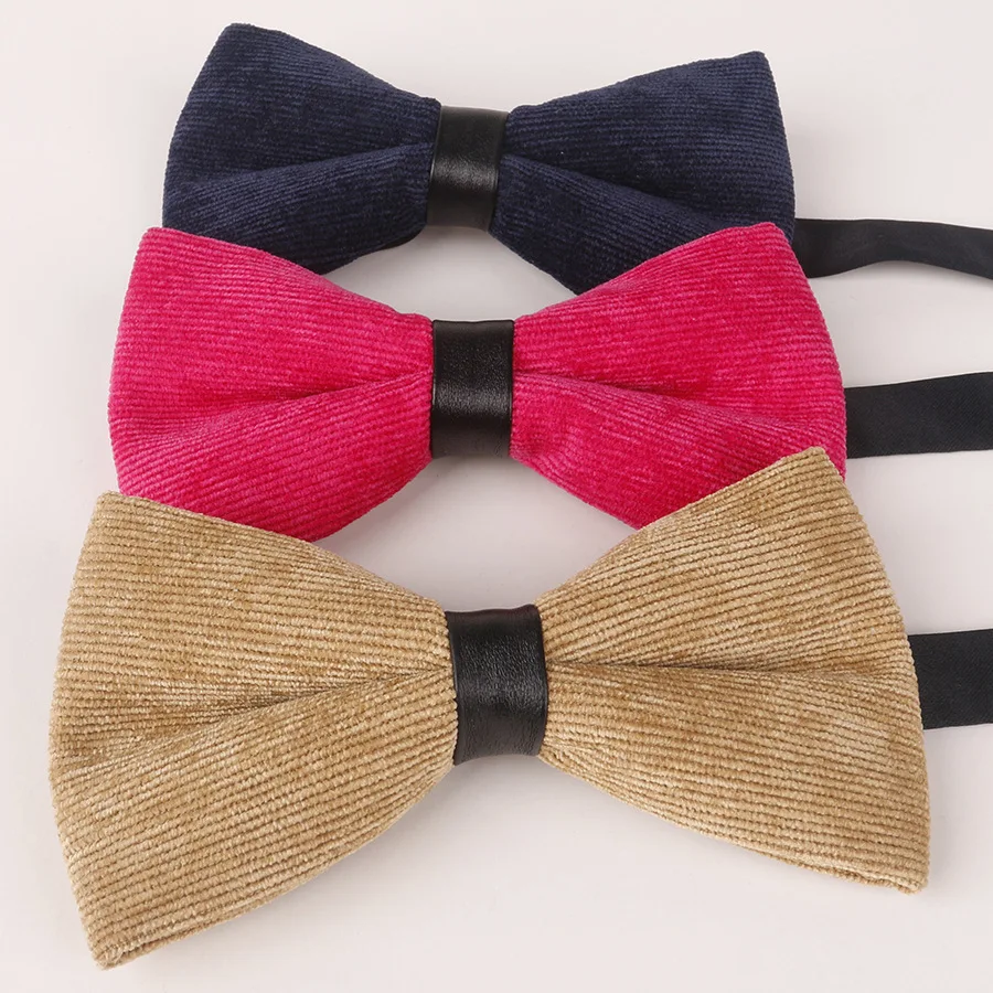 

Sitonjwly Suede Cotton Bowties for Men Women Fashion Cotton Velvet Corduroy Bow Tie Solid Color Banquet Party Cravat Custom Logo