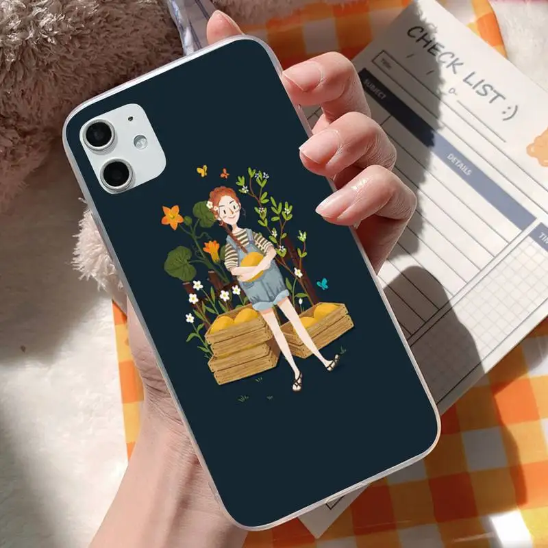 Чехол для телефона Motirunner Cat Girl черный мягкий чехол Iphone7 8 Plus SE2020 X XS MAX2 11PRO IX2