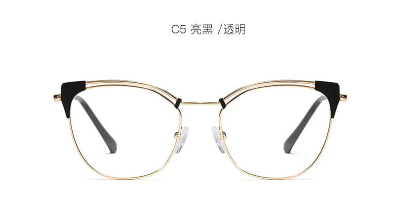 Transparent Women's Metal Wire Rim cat eye glasses Fashionable Spectacle Frame points zero Prescription Eyeglasses Frame Sexy - Цвет оправы: 04