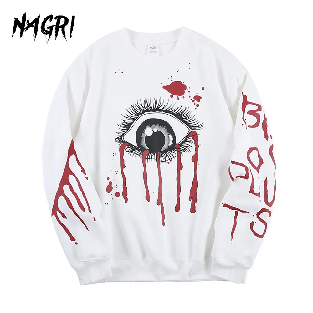 Толстовка NAGRI с длинным рукавом и изображением Божьих кровавых глаз Мужская