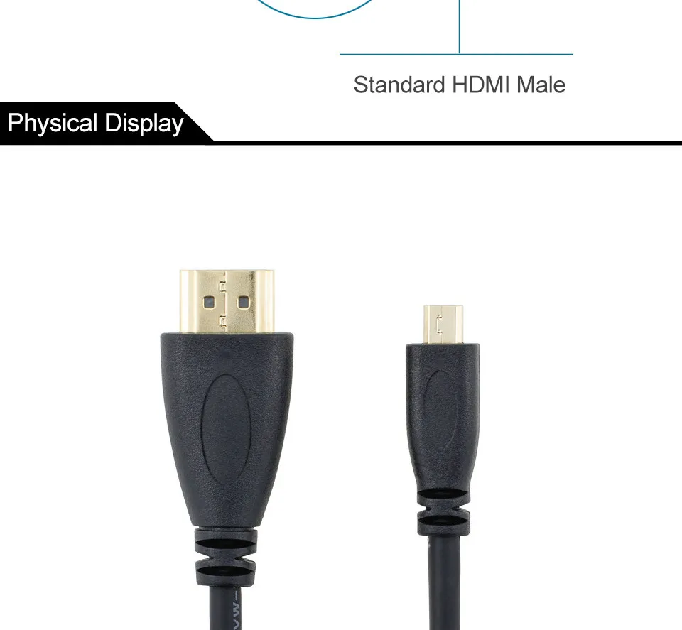 Micro HDMI к HDMI папа-папа адаптер конвертер кабель 1080P Full HD V1.4 Micro HDMI(тип D) к HDMI(тип A) кабель