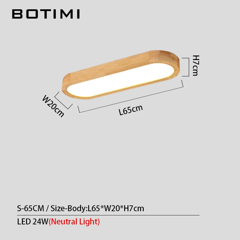 S-Neutral Light BOTIMI 220V светодиодный потолочный светильник s с длинным деревянным абажуром для гостиной, поверхностный монтаж, потолочный светильник, светильник для коридора - Цвет корпуса: S-Neutral Light