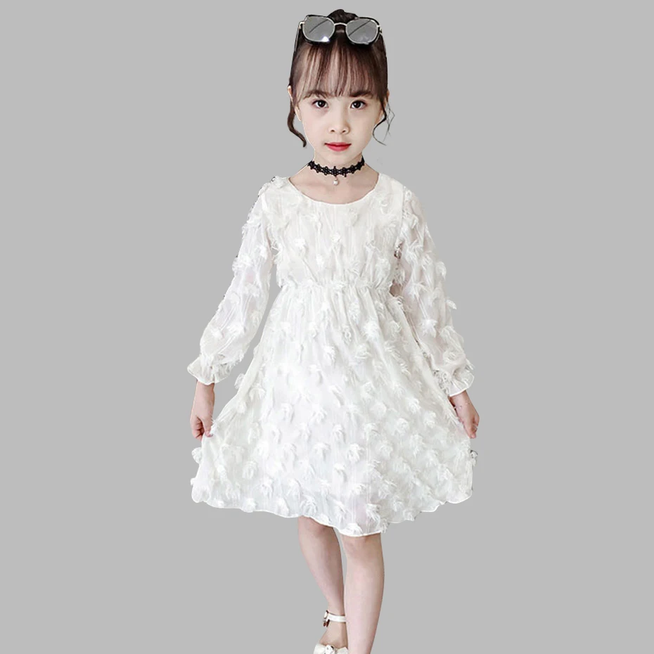 Girl Dresses White Vetement Children Casual Style Children's Dress 20019 Spring Autumn Girls Clothes 8 10 12 14 Year | Детская