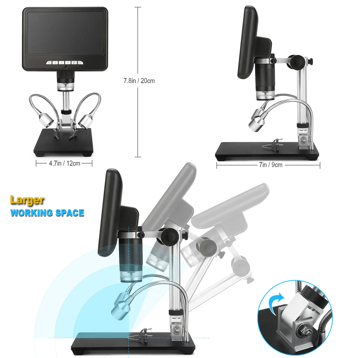 Andonstar-microscopio Digital de larga distancia, herramienta de soldadura para reparación de teléfono/PCB/SMD con imagen giratoria, 3D, AD207