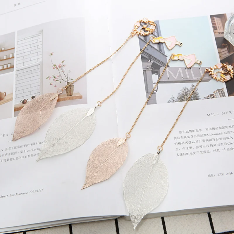 

Kawaii Leaf Girl Metal Bookmark Cute Accessories Book Mark Page Folder Office School Supplies Student Stationery