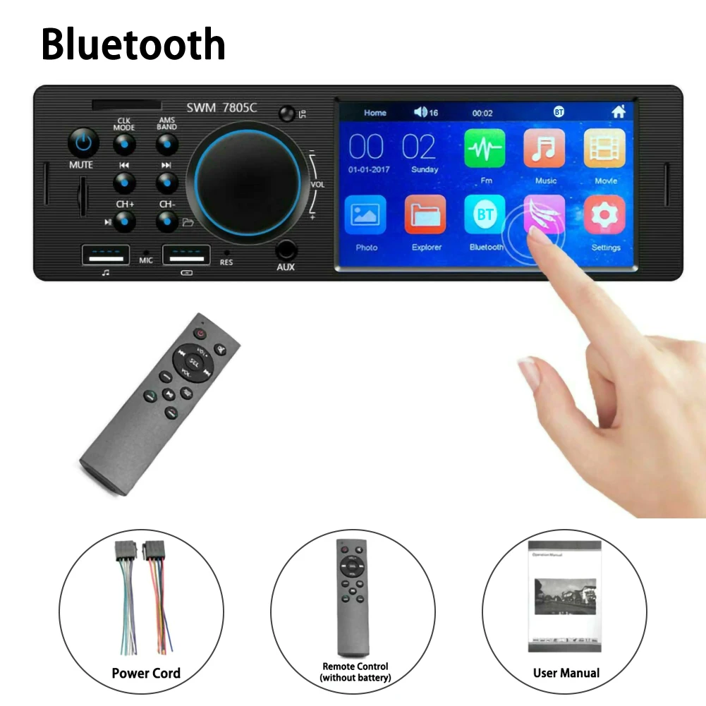 

Universal Touch Screen 12V 4.1" HD 1 Din Car Radio Stereo Replace WMA Bluetooth-compatible AUX In-Dash MP5 Udisk