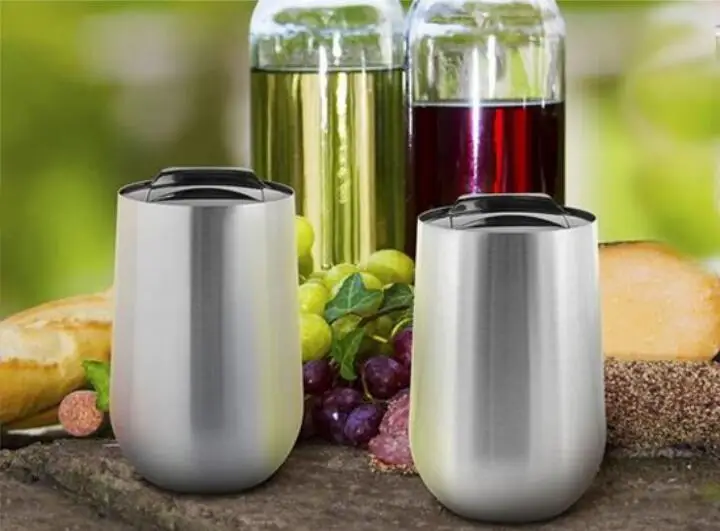 

16oz 304 Stainless Steel Wine Glasses 16 Oz Red Wine Cups Vacuum Insulated Cups Tumbler Outdoors Travel Mugs With Lids In Stock