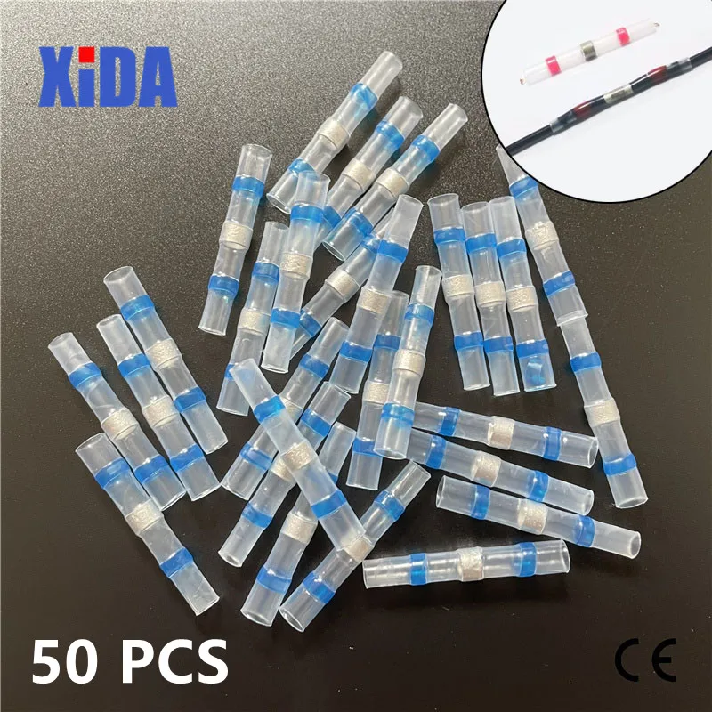 

10/30/50PCS Solder Seal Wire Connectors Waterproof Heat Shrink Butt Connectors Electrical Wire Terminals Insulated Butt Splices