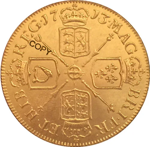 Монеты Гвинеи Анны с 24-каратным позолоченным покрытием 1713 Великобритания 1 копия