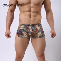 underwear men boxer shorts trunks nylon flower printing cueca boxer shorts printed men shorts home underpants boxers nightwear