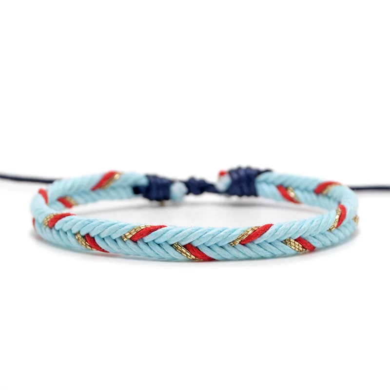 

Vintage Handmade Woven Rope Bracelets Bohemia Unisex Adjustable Cotton String Charm Navy Bracelets Friendship Couple Gift