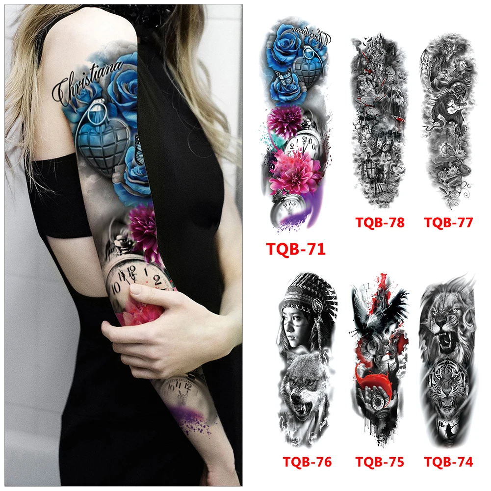 Большой татуировки рукава Полночь с леопардовым принтом красивая одежда для