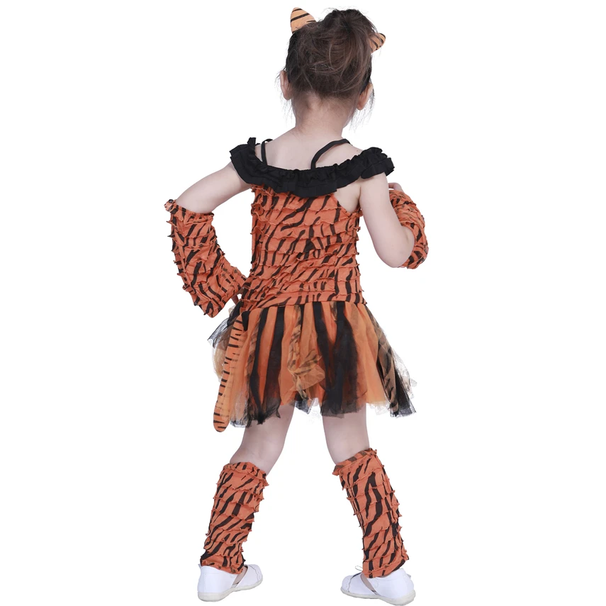 Милое мультяшное животное косплей для девочек Тигр Леопард платье Хэллоуин