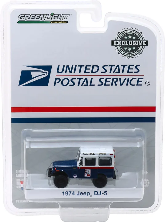 GreenLight 1:64 1974 Jeep DJ 5 U_S _ Mail модель автомобиля из сплава для гражданской защиты