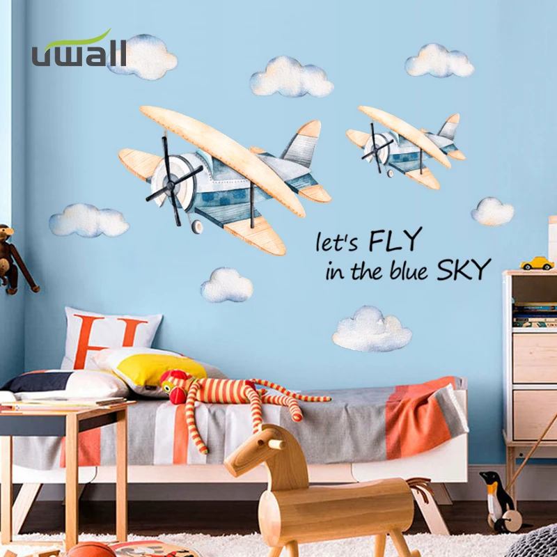 

PVC Creative Aircraft Wall Stickers For Kids Rooms Home Decor Stickers Baby Child Bedroom Wall Decoration Anime Sticker