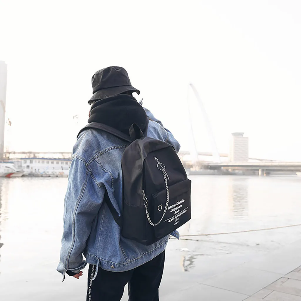 Женский рюкзак на молнии #35 с буквенным принтом универсальная модная Холщовая