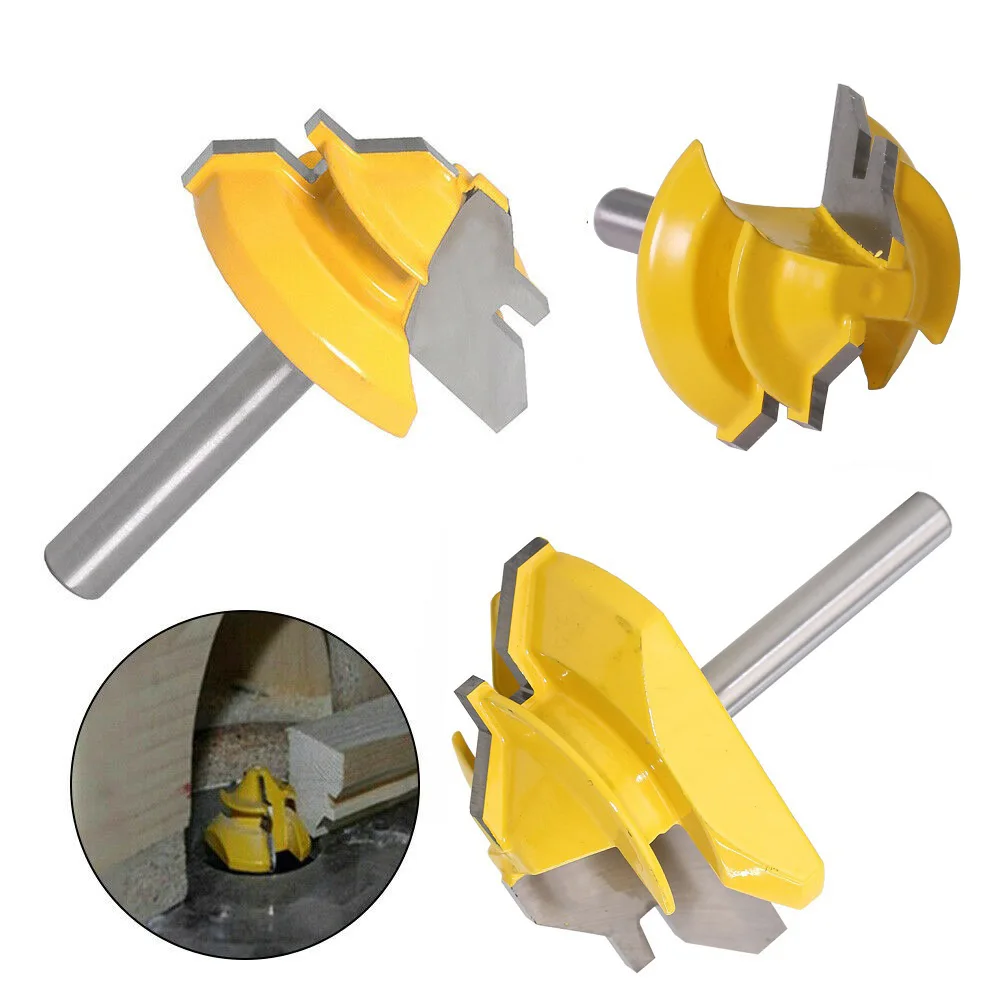 

3Pcs/set 1/4\" Shank + 1/2\" Lock Miter Router Bit - 45 Degree Woodwork Tools 3pcs Lock Miter Router Bits