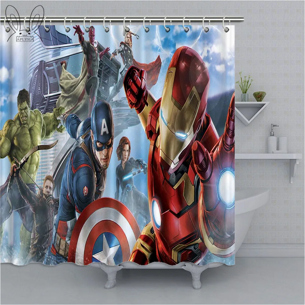 Модная занавеска для душа с супергероями водонепроницаемая ванной из полиэстера