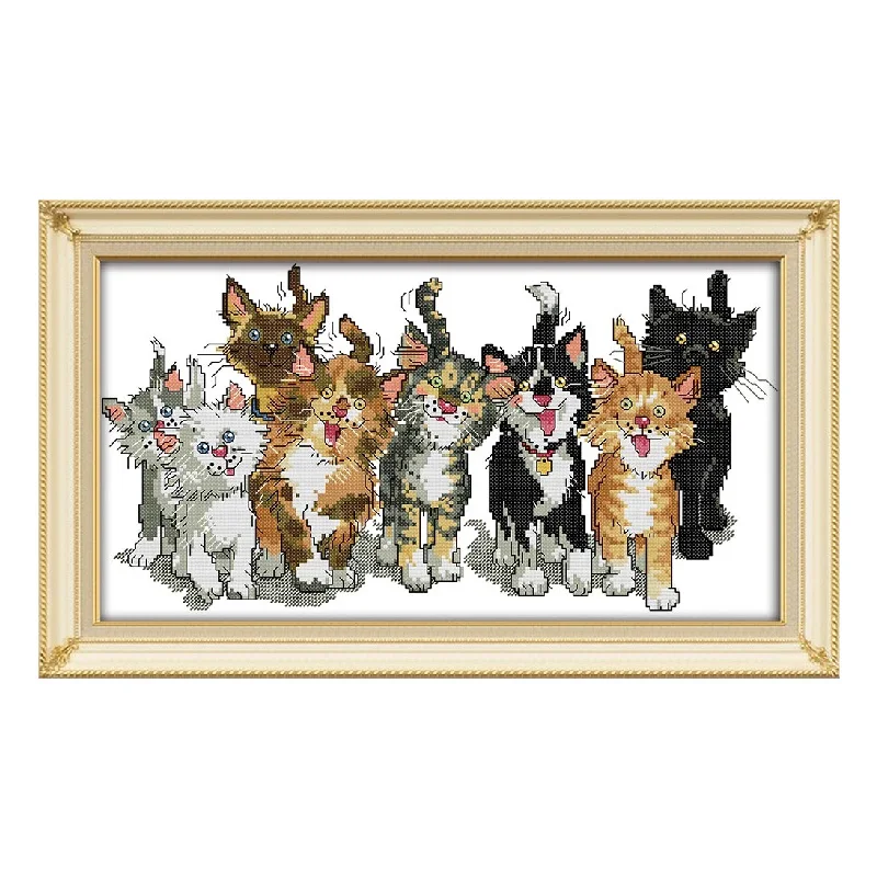 Набор для домашнего украшения с вышивкой восемь кошек вышивки крестиком Dmc