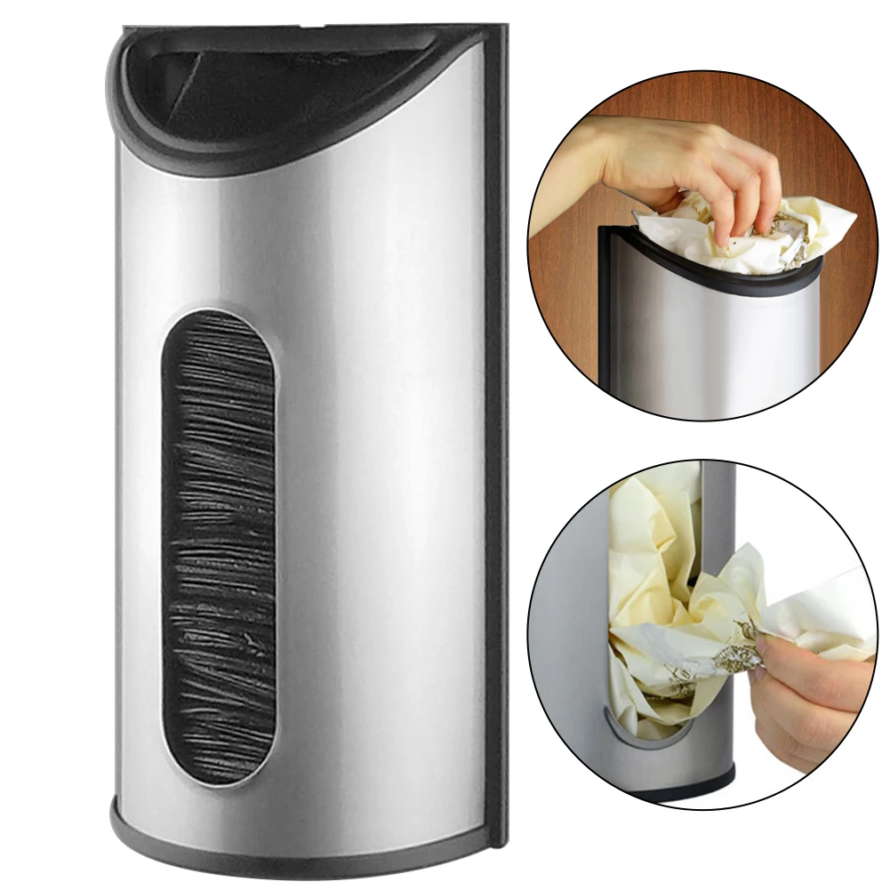 

Wall Mount Holder Stainless Steel Bag Dispenser Trash Bag Saver Novelty Kitchen Storage Box Organizer Carrier Bag Store