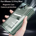 Чехол для iPhone 12 11 Pro Max двусторонний Магнитный 360 полная защита для iPhone 12 13 Mini чехол из закаленного стекла защита для камеры