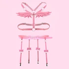 Женское кожаное Бандажное бондажное женское розовое кожаное бондажное белье с крыльями ангела