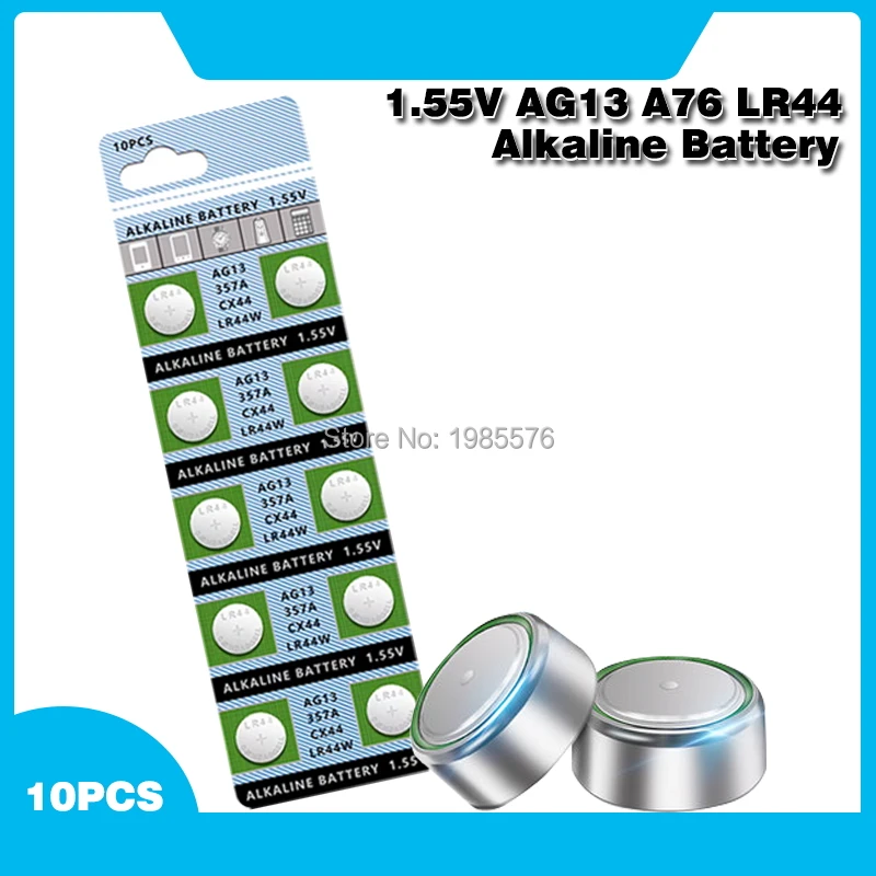 Батарейки AG13 LR44 LR1154 SR44 A76 357A 303 357 LR44W 10 шт./карточка щелочные батарейки 1 55 в для