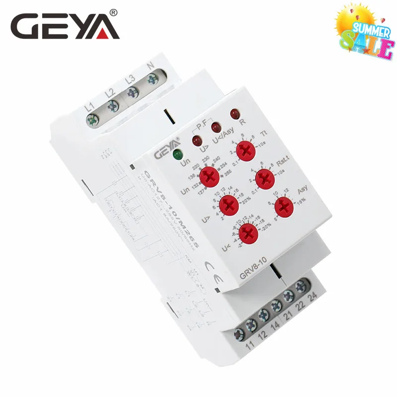 GEYA GRV8-10 Новый 36 мм Ширина 3 фазы Напряжение реле контроля с сброс времени 0 1 s-10s |