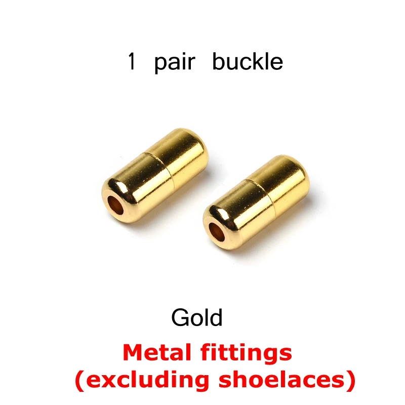 2pcs Gold Эластичные шнурки с круглым металлическим замком, уличные кроссовки без шнурков, подходят для всех видов обуви, унисекс, шнурки для отдыха, 1 пара - Цвет: 2pcs Gold