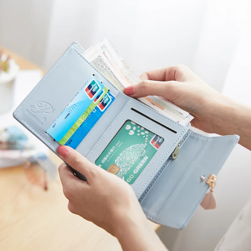 Новинка женский короткий кошелек из искусственной кожи с листом Женский для