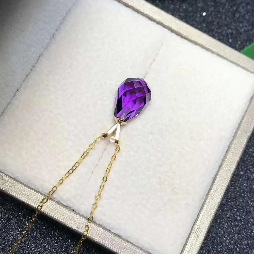 Любовь сердце подвеска с аметистом на натуральный настоящий Аметист ожерелье