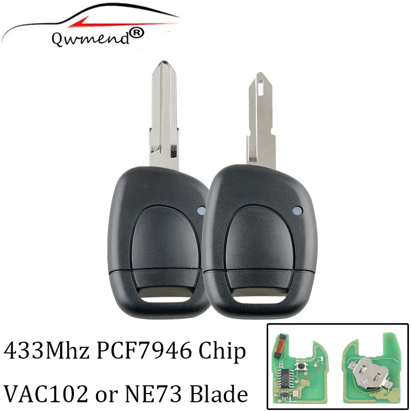 QWMEND 1 кнопка 433 МГц ID46Chip дистанционный Автомобильный ключ для Renault Master Kangoo Clio Volkswagen