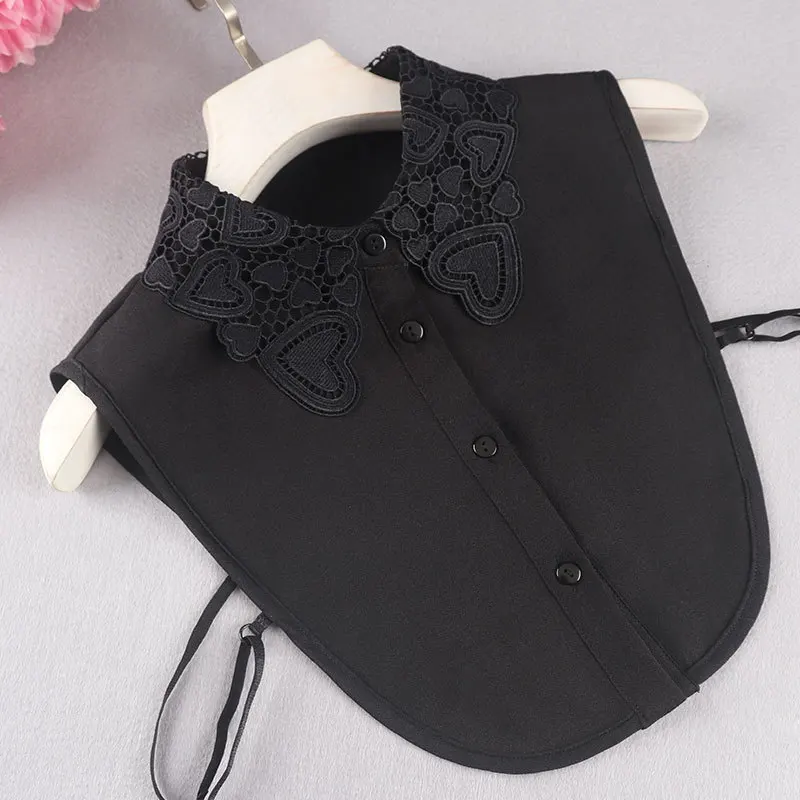 

Women Fake Collar for Womens White Black Solid Chiffon False Collar Detachable Collar Female Tie Lapel Decoration Shirt Blouse